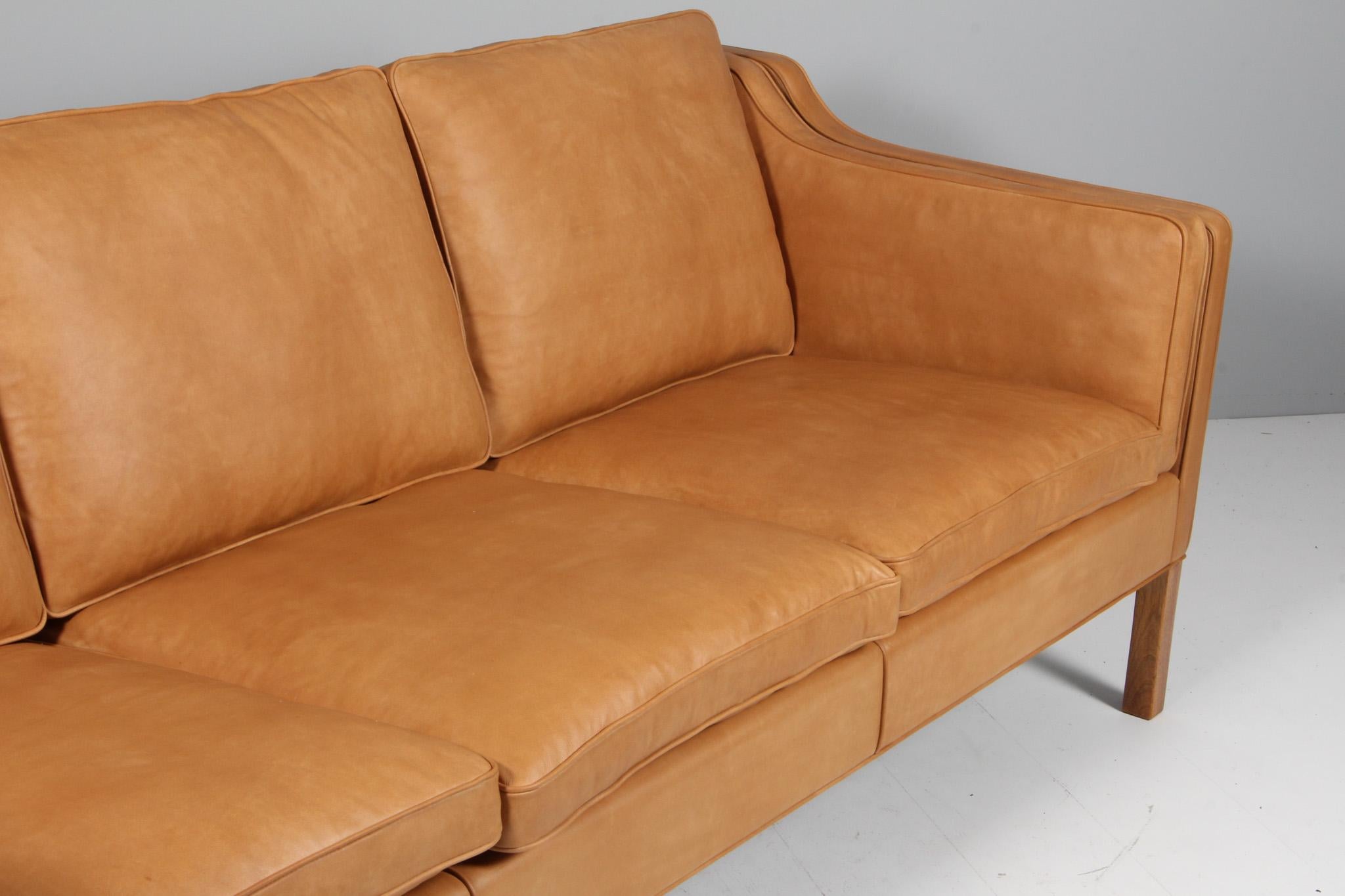 Leather Børge Mogensen Three-Seat Sofa, Model 2213 For Sale