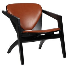 Hans J. Wegner Lounge Chairs, butterfly, black beech and full grain leather