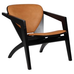 Hans J. Wegner Lounge Chairs, butterfly, black beech and full grain leather