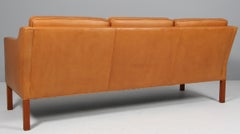 Børge Mogensen Three-Seat Sofa, Model 2323, Patinated full grain leather