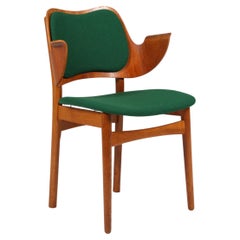 Poltrona Hans Olsen modello 107, struttura in rovere, design danese, anni '60