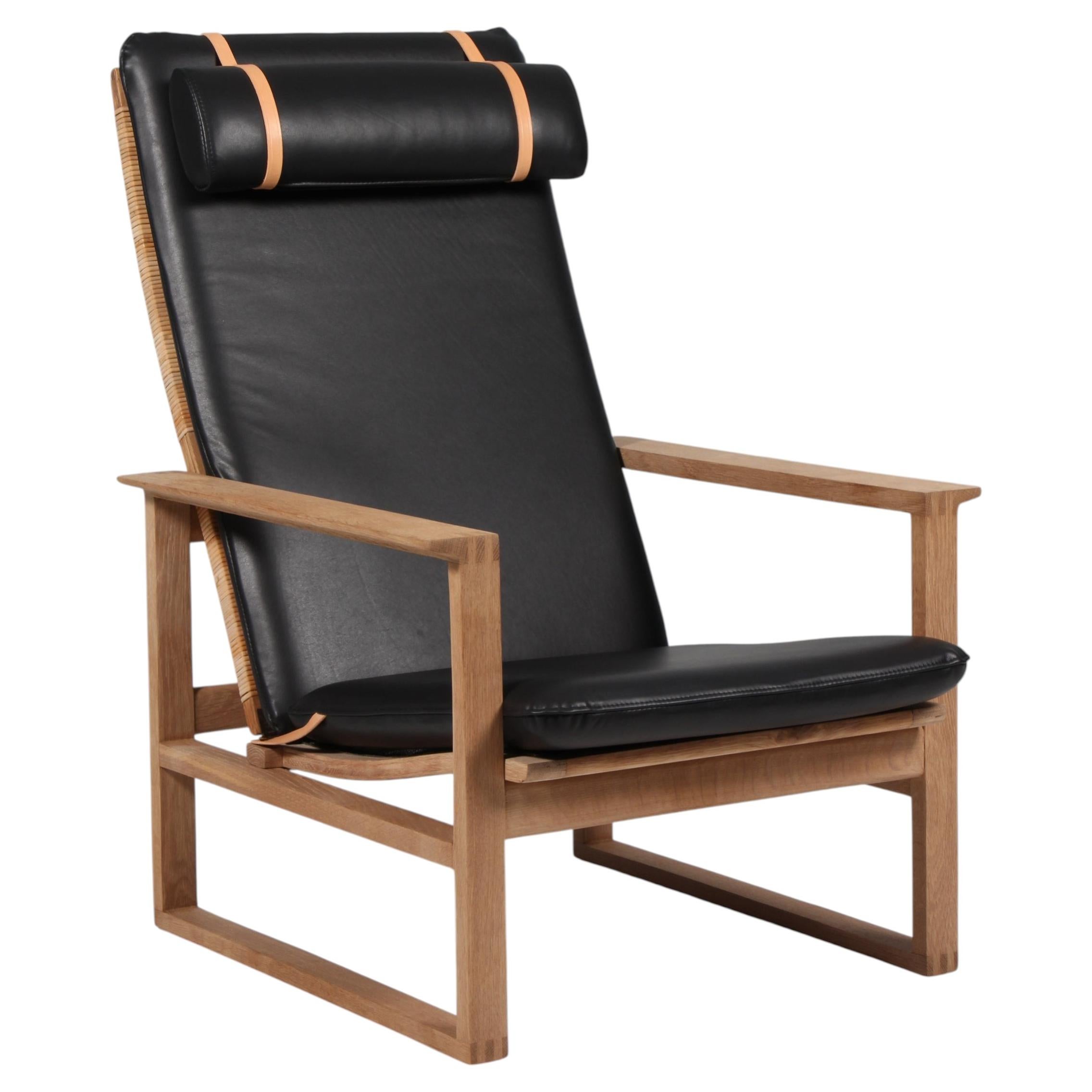 Børge Mogensen 2254 Oak Sled Lounge Chair in Cane, 1956, Denmark