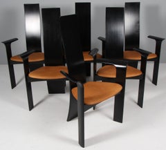Danish Ebonized Arm Dining Chairs by Bob og Dries Van Den Berghe