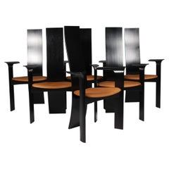 Danish Ebonized Arm Dining Chairs by Bob og Dries Van Den Berghe