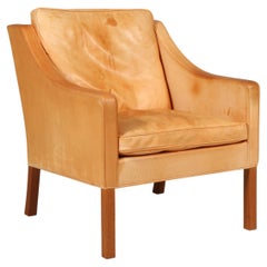 Børge Mogensen Lounge Chair, model 2207, original patinated nature upholstery