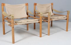Arne Norell Scirocco Lounge Chairs with table, Ash Frame and Leather Cushions