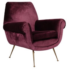 Poltrona italiana in stile Mid-Century Modern di Gigi Radice per Minotti, anni '50. Velluto