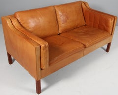 Børge Mogensen Two-Seat Sofa, original patinated nature leather