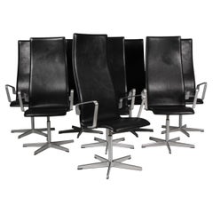Arne Jacobsen Oxford Chair, set of eight. Highback.