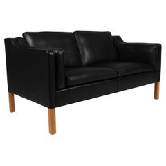 Zweisitzer-Sofa von Børge Mogensen, Original-Leder, 2011