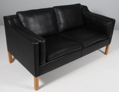 Zweisitzer-Sofa von Børge Mogensen, Original-Leder, 2011