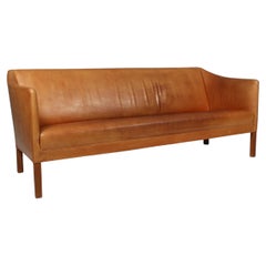 Ejner Larsen & Aksel Bender Madsen three seat sofa, original nature leather.