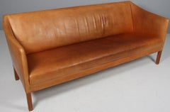 Ejner Larsen & Aksel Bender Madsen three seat sofa, original nature leather.