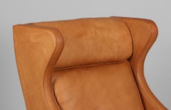 Børge Mogensen Wingback Chair, Teak & Vintage full grain Leather, Danish Design