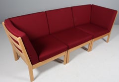 Hans J. Wegner Modul sofa, beech and red wool
