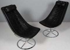Bruno Mathsson Jetson Lounge Chairs with Black Leather