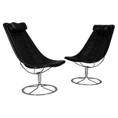 Bruno Mathsson Jetson Lounge Chairs with Black Leather