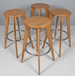 Bar stool, modelHaut Jean Prouvé Bar Stool Vitra Dark Oak
