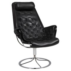 Bruno Mathsson Chaise longue Jetson en cuir noir