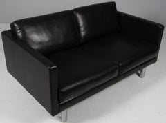 Erik Jørgensen Model 220 Three-Seat Sofa, Black Leather