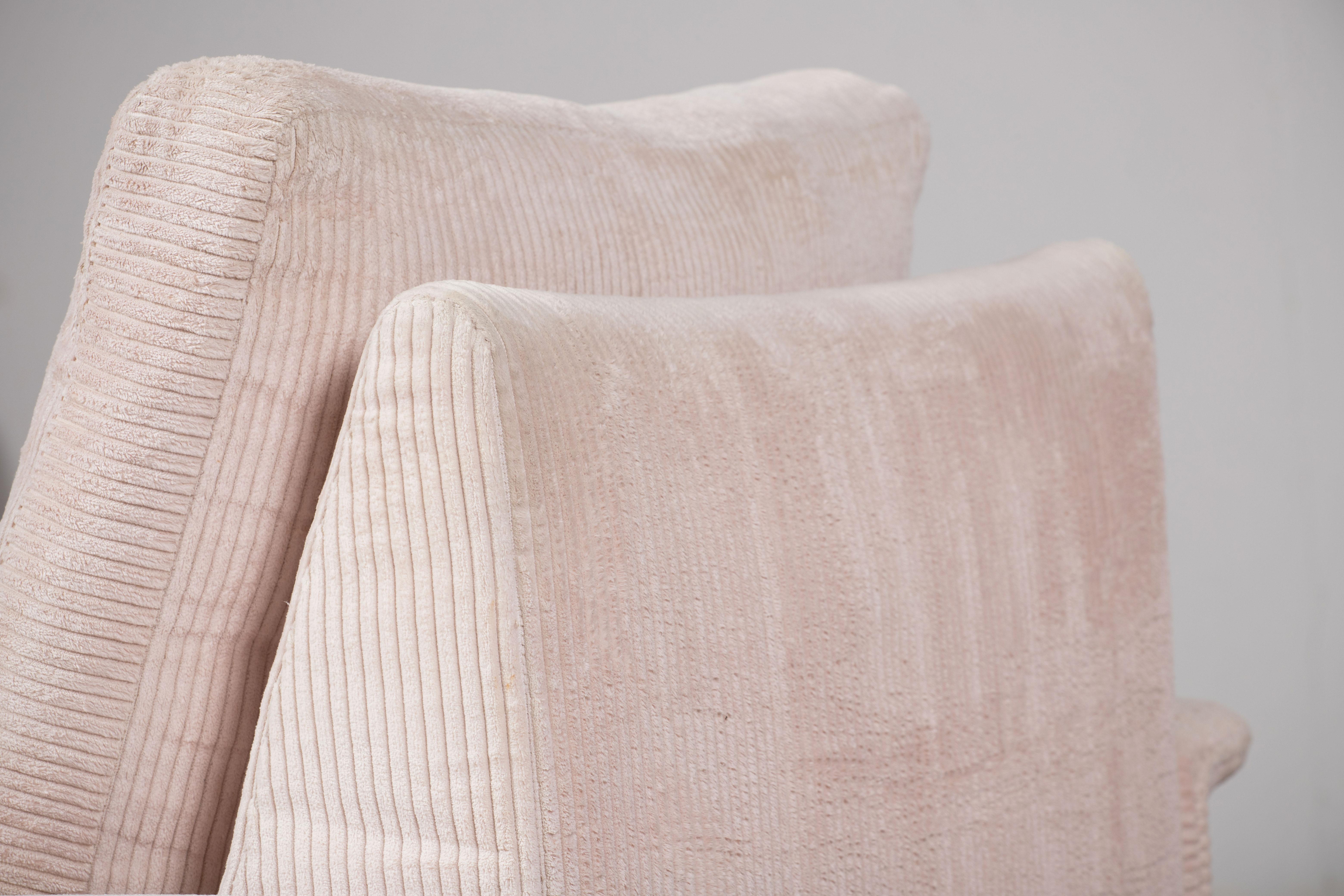 Sillones Club cromados y de terciopelo al estilo de Milo Baughman en venta 7