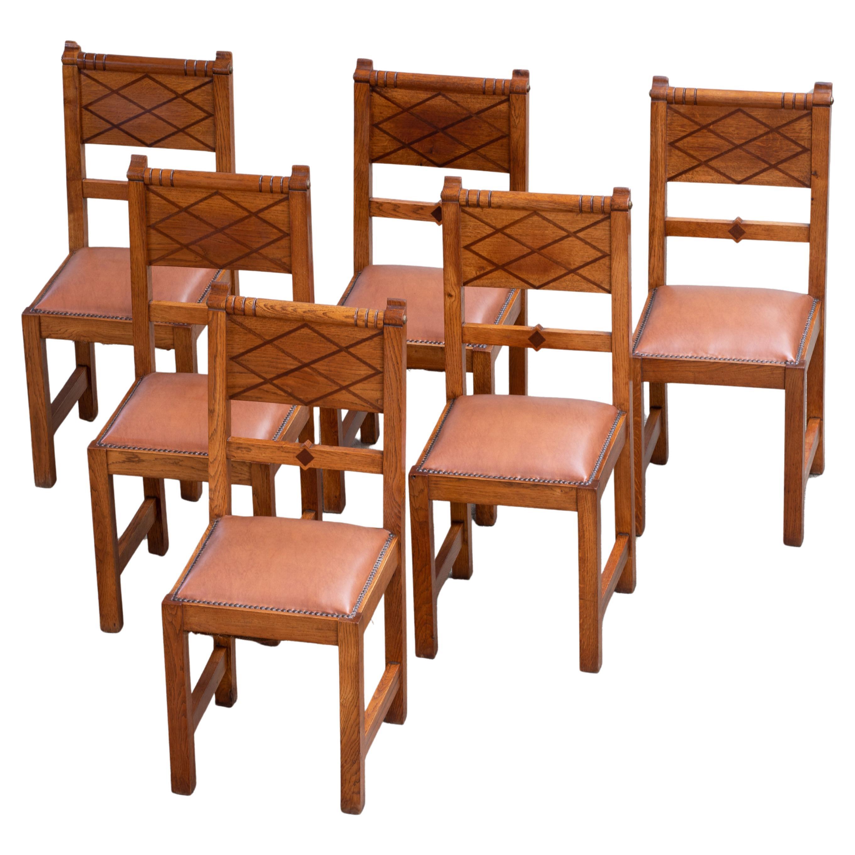 Set di 6 sedie Art Déco, Francia, 1940