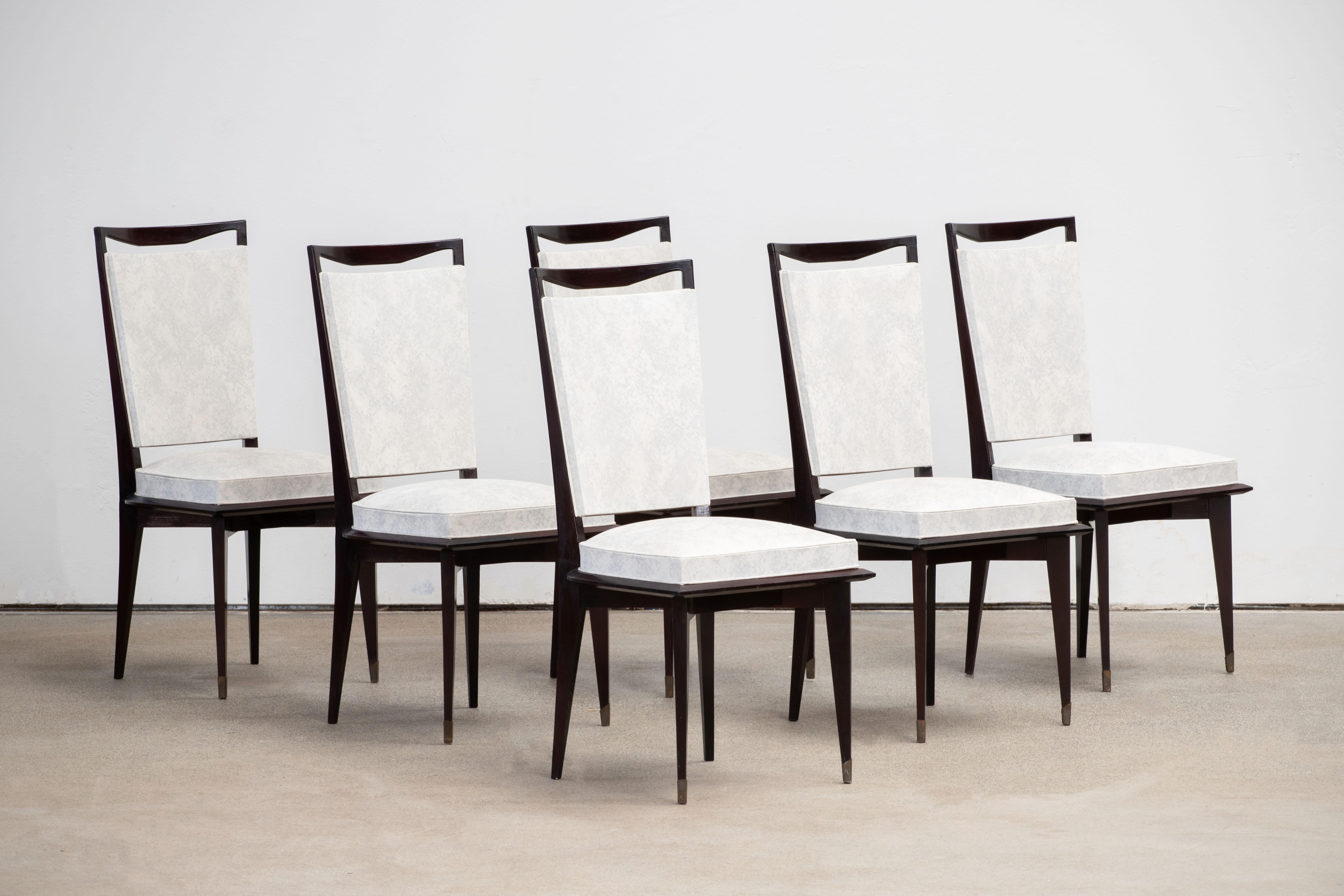 Francese Set di 6 sedie Art Déco, Francia, 1940 in vendita