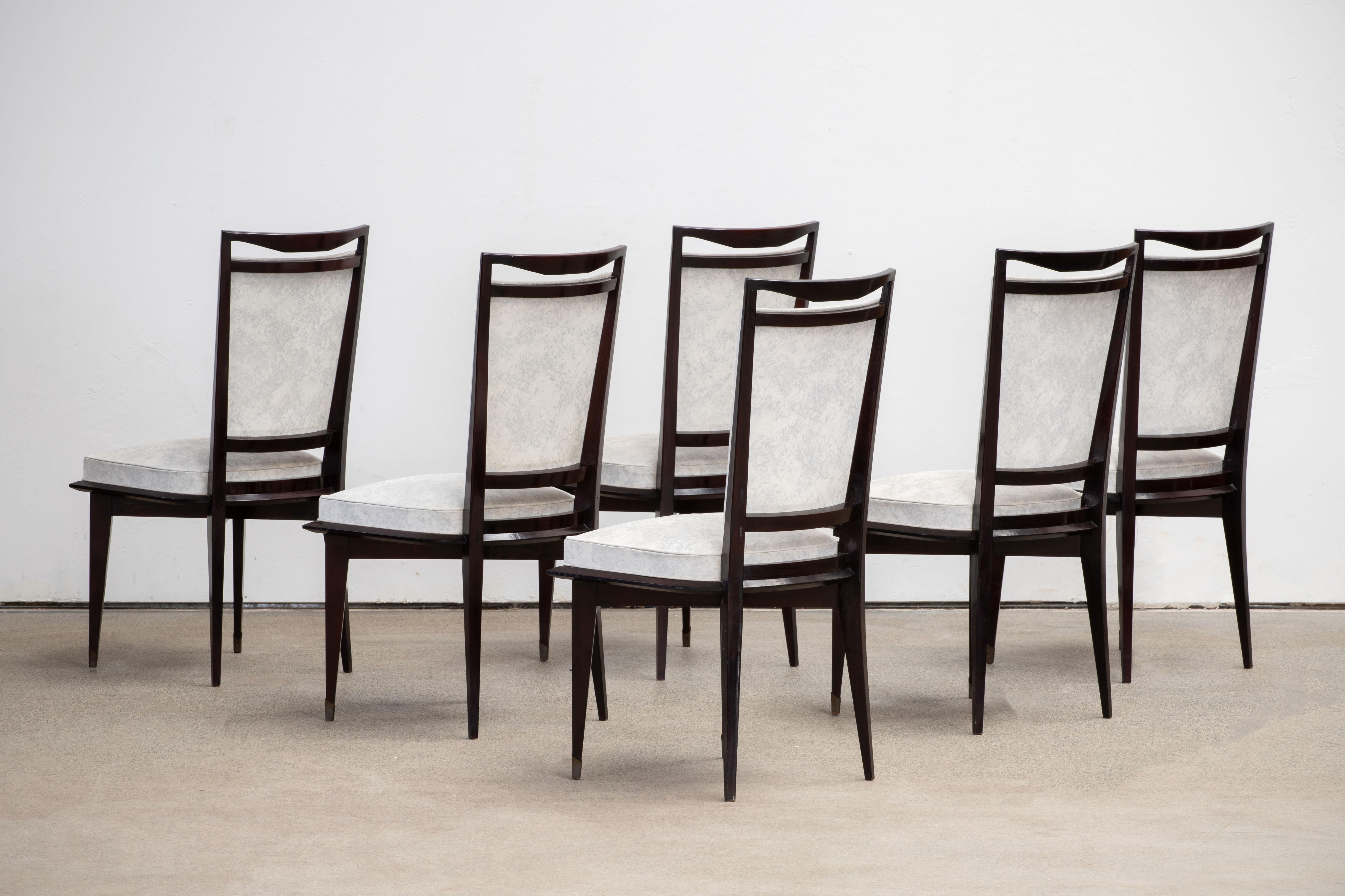Metà XX secolo Set di 6 sedie Art Déco, Francia, 1940 in vendita