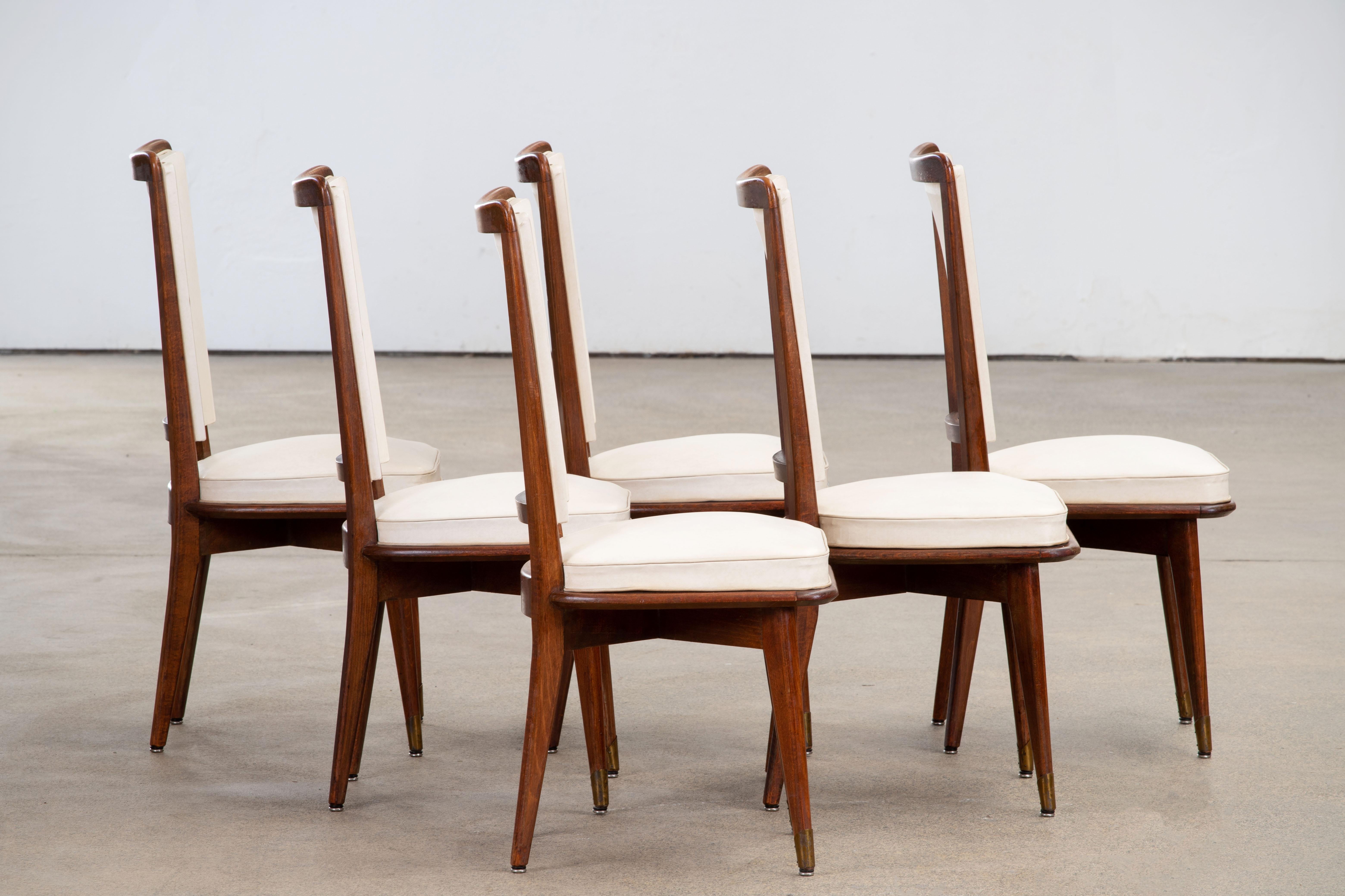 Metà XX secolo Set di 6 sedie Art Déco, Francia, 1940 in vendita