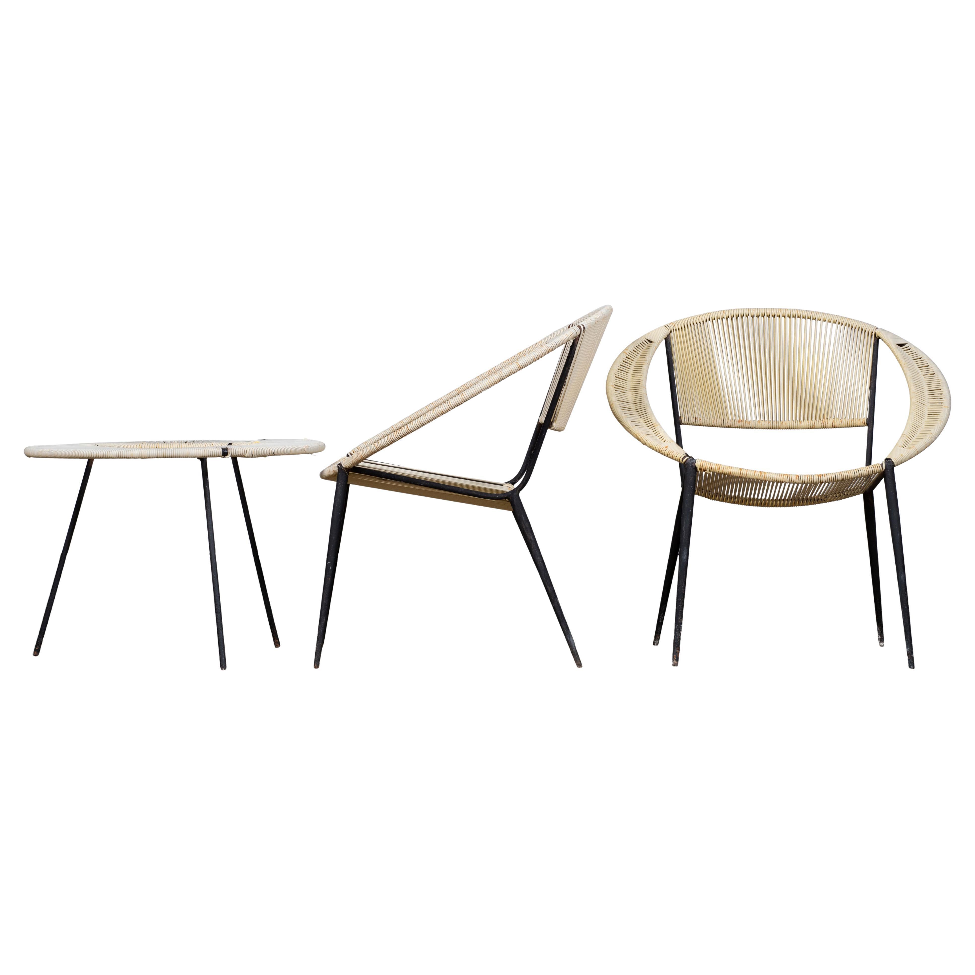 Garden Lounge Armchairs Set attributed to Gastone Rinaldi, Italy, 1950s
