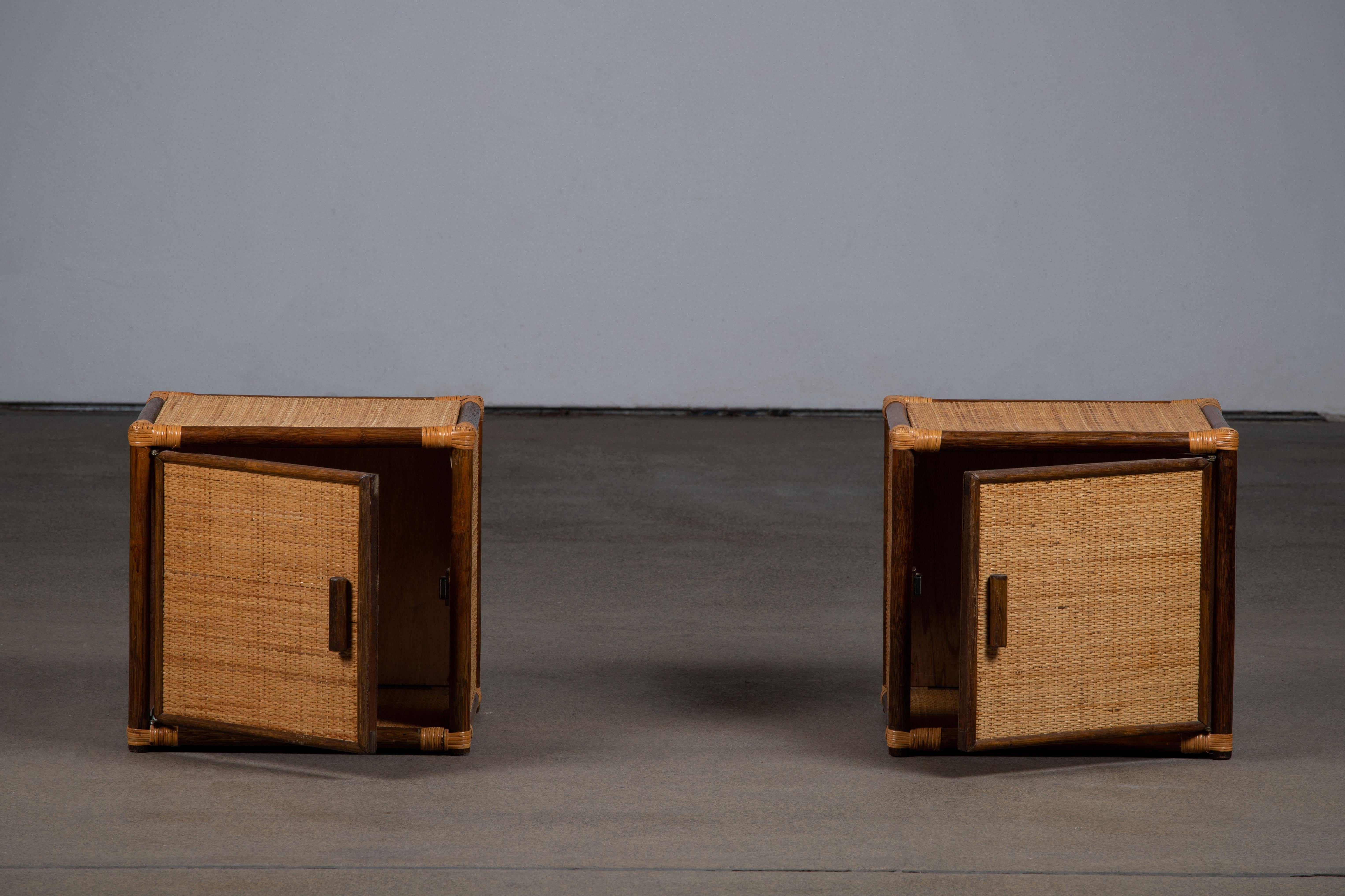 italien Paire de tables d'appoint ou de bouts de table en rotin Dal Vera, Italie, années 1960 en vente