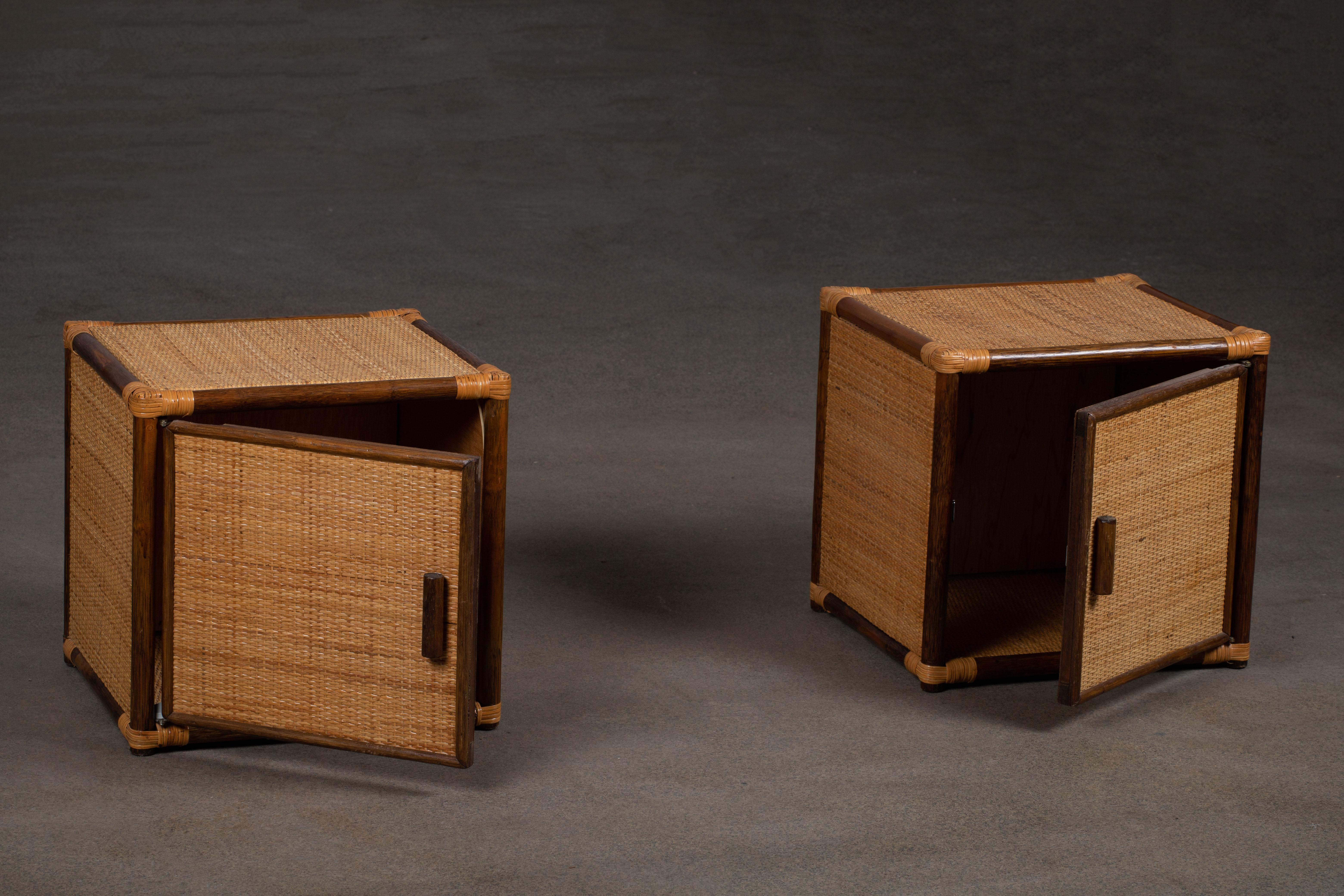Paire de tables d'appoint ou de bouts de table en rotin Dal Vera, Italie, années 1960 Bon état - En vente à Kaštel Sućurac, Splitsko-dalmatinska županija