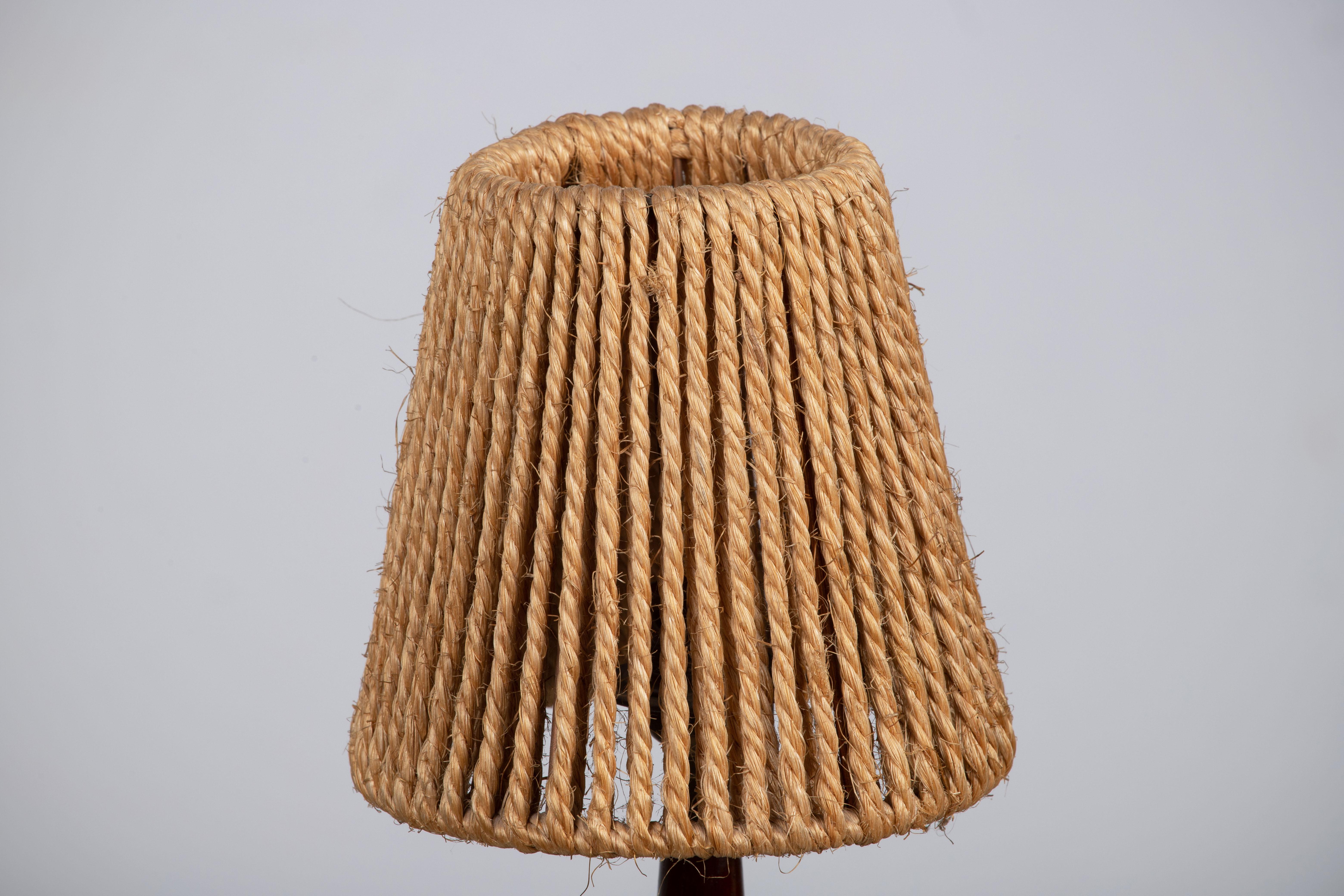 Rope Mid-Century Danish Table Lamp in Solid Teak, 1960 For Sale