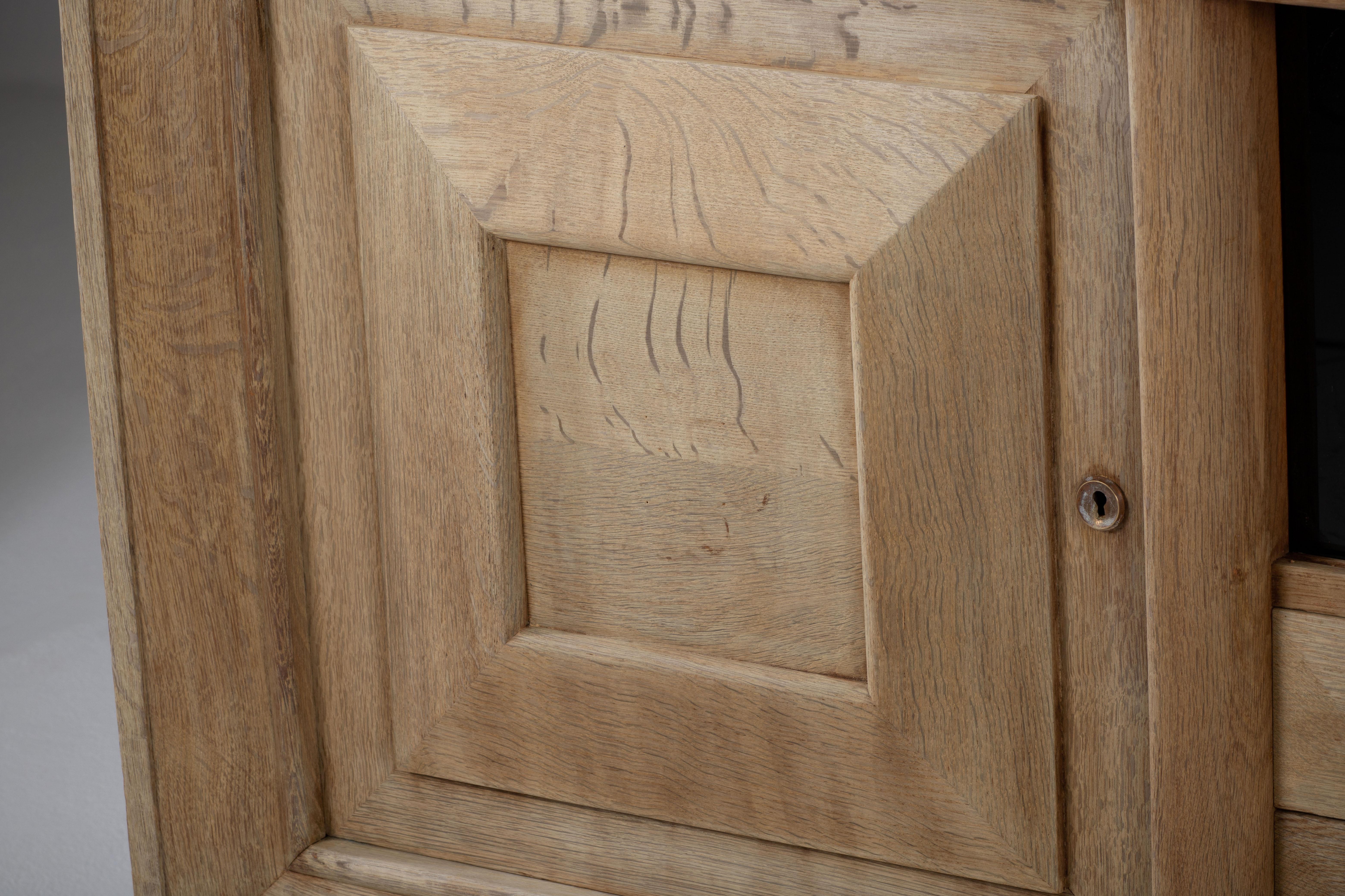 Bleached French Large Art Deco Sideboard Oak, 1940s For Sale 2
