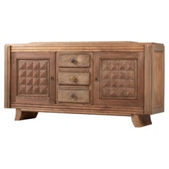 French 1940s Bleached Oak Credenza in the Manner of Charles Dudouyt