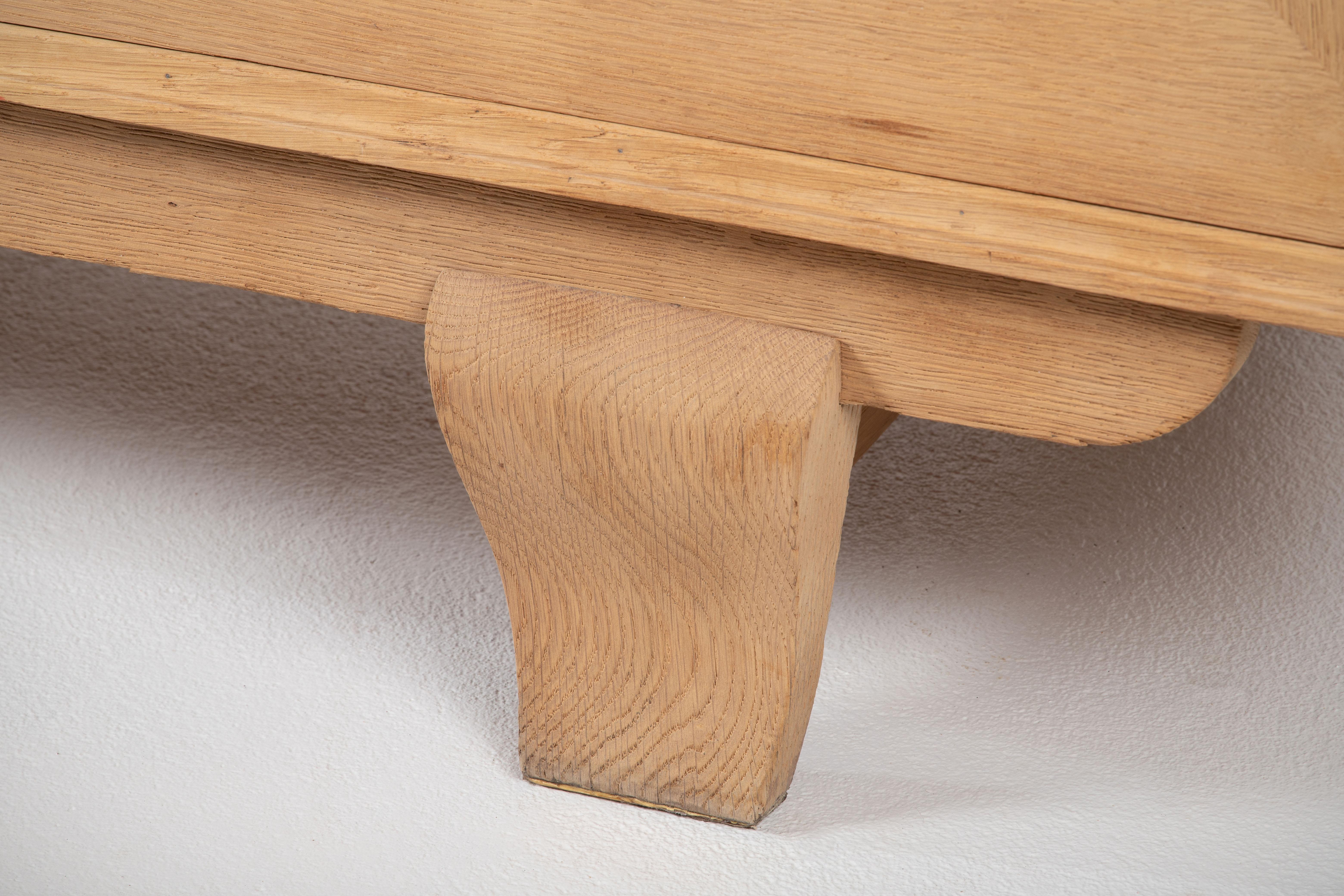 French 1940s Bleached Oak Brutalist Sideboard with Carved Deer Motif For Sale 2