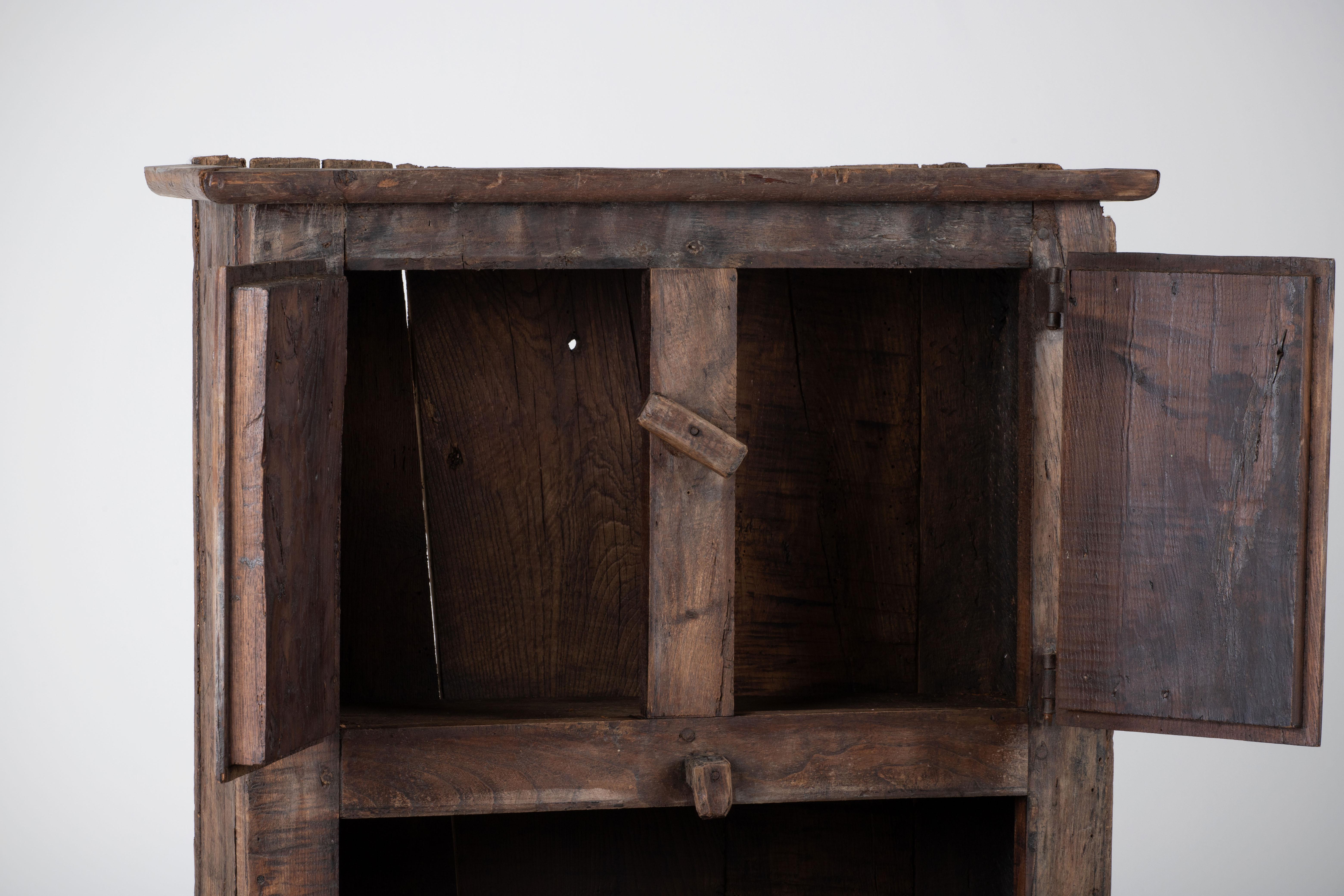 French Timber Monument: An 18th-Century Pyrenean Armoire in Solid Oak For Sale