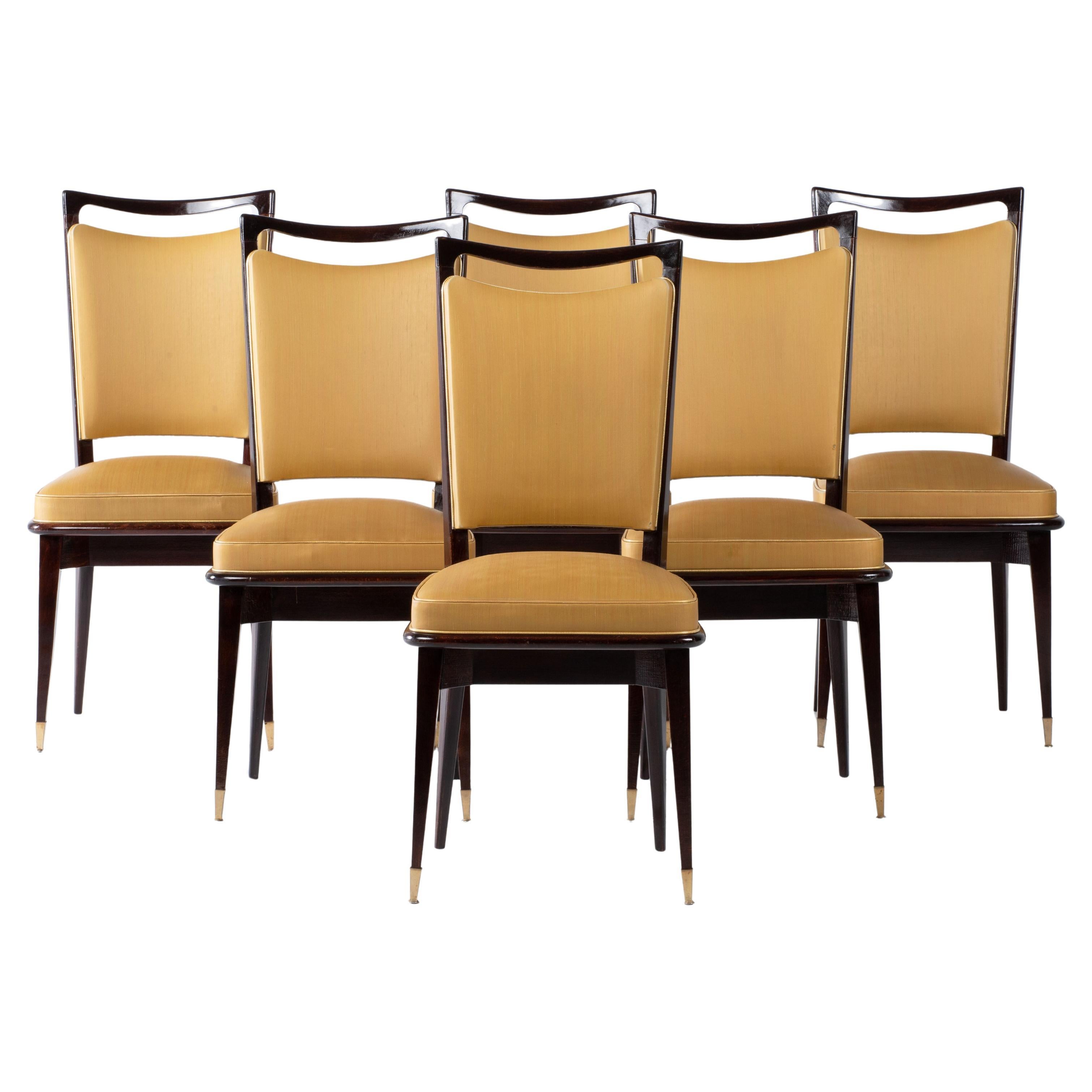 Art Deco Satz von 6 Stühlen, Italien, 1940