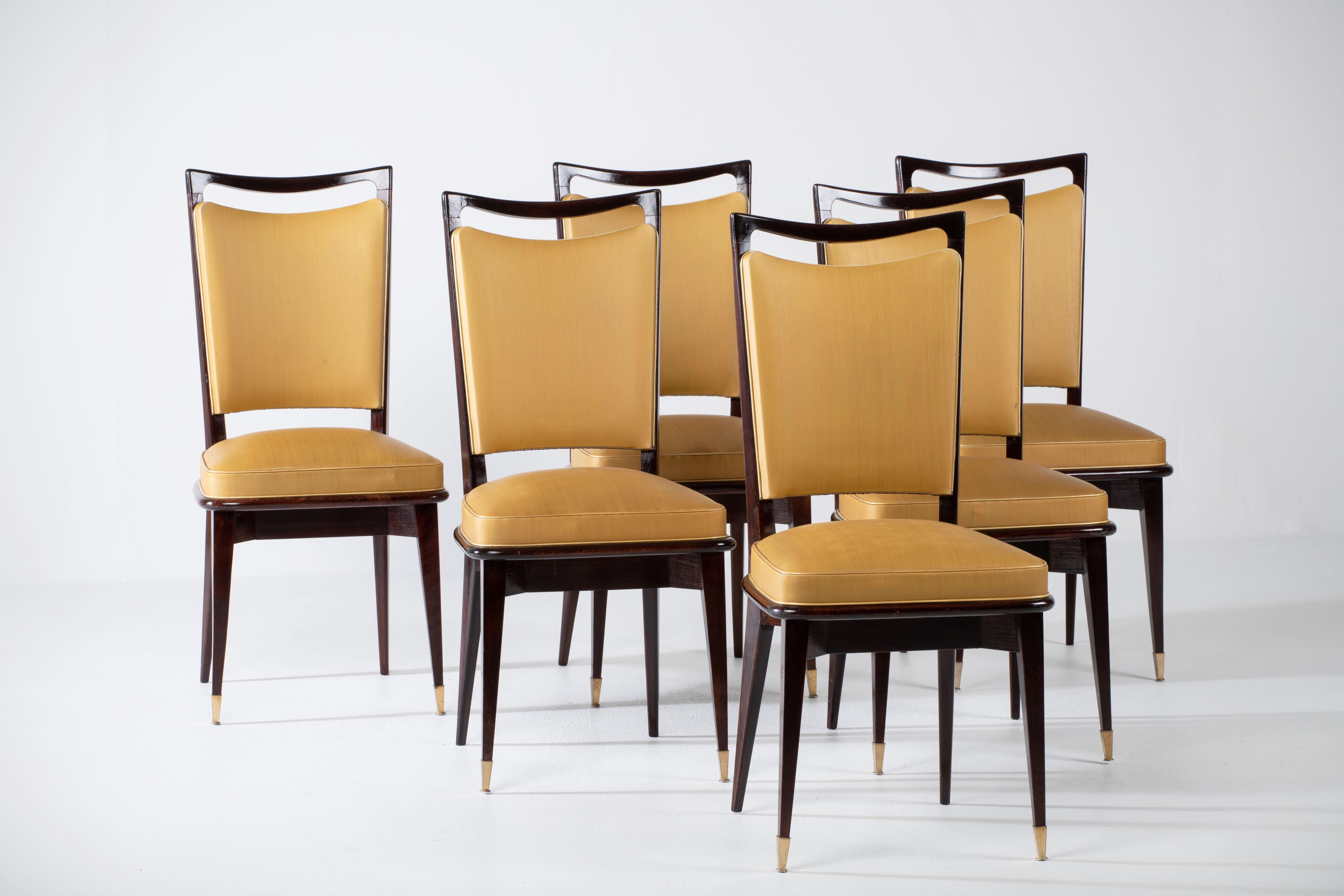 Mid-Century Modern Ensemble de 6 chaises Art déco, Italie, 1940 en vente