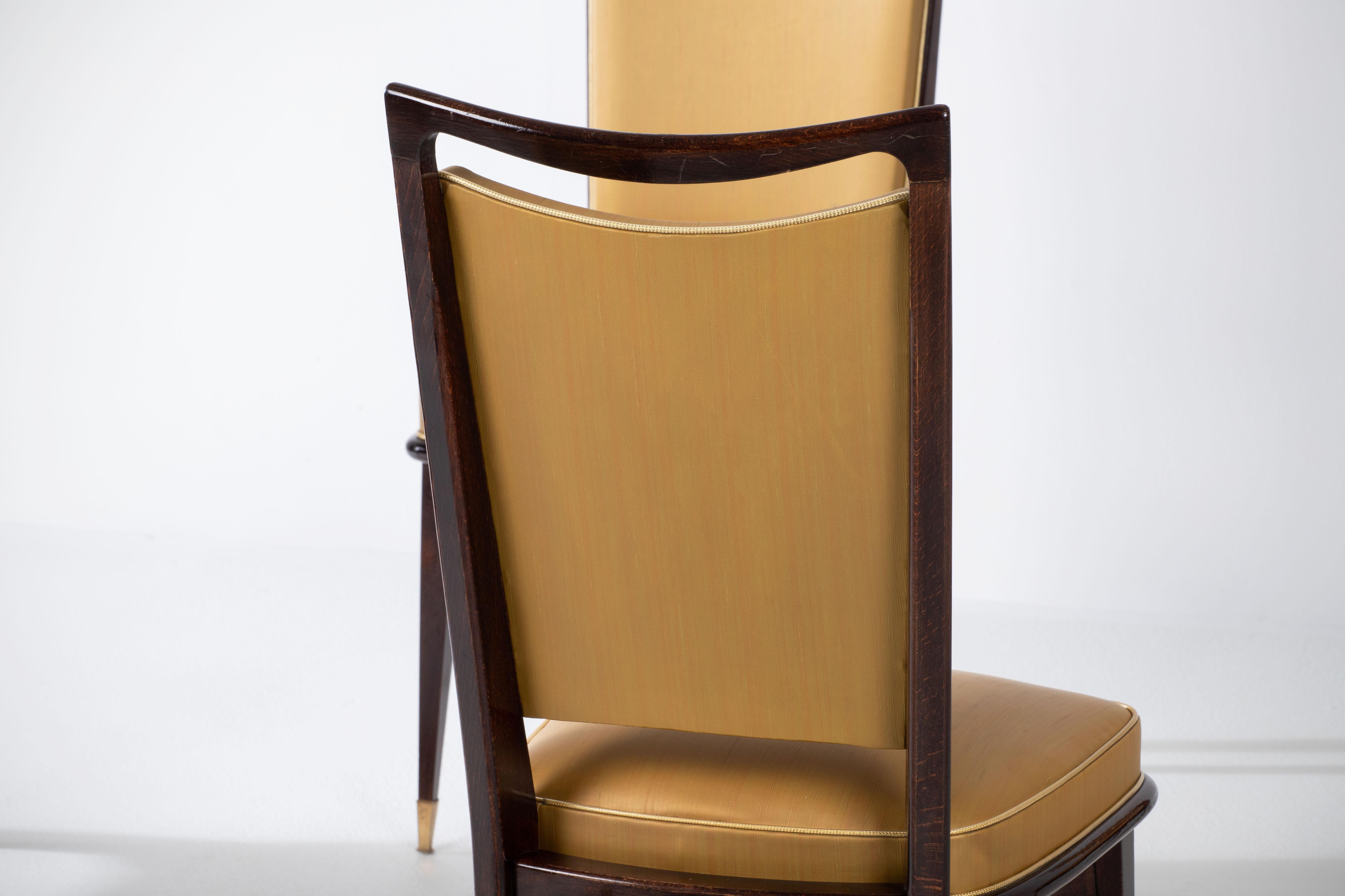 Laiton Ensemble de 6 chaises Art déco, Italie, 1940 en vente