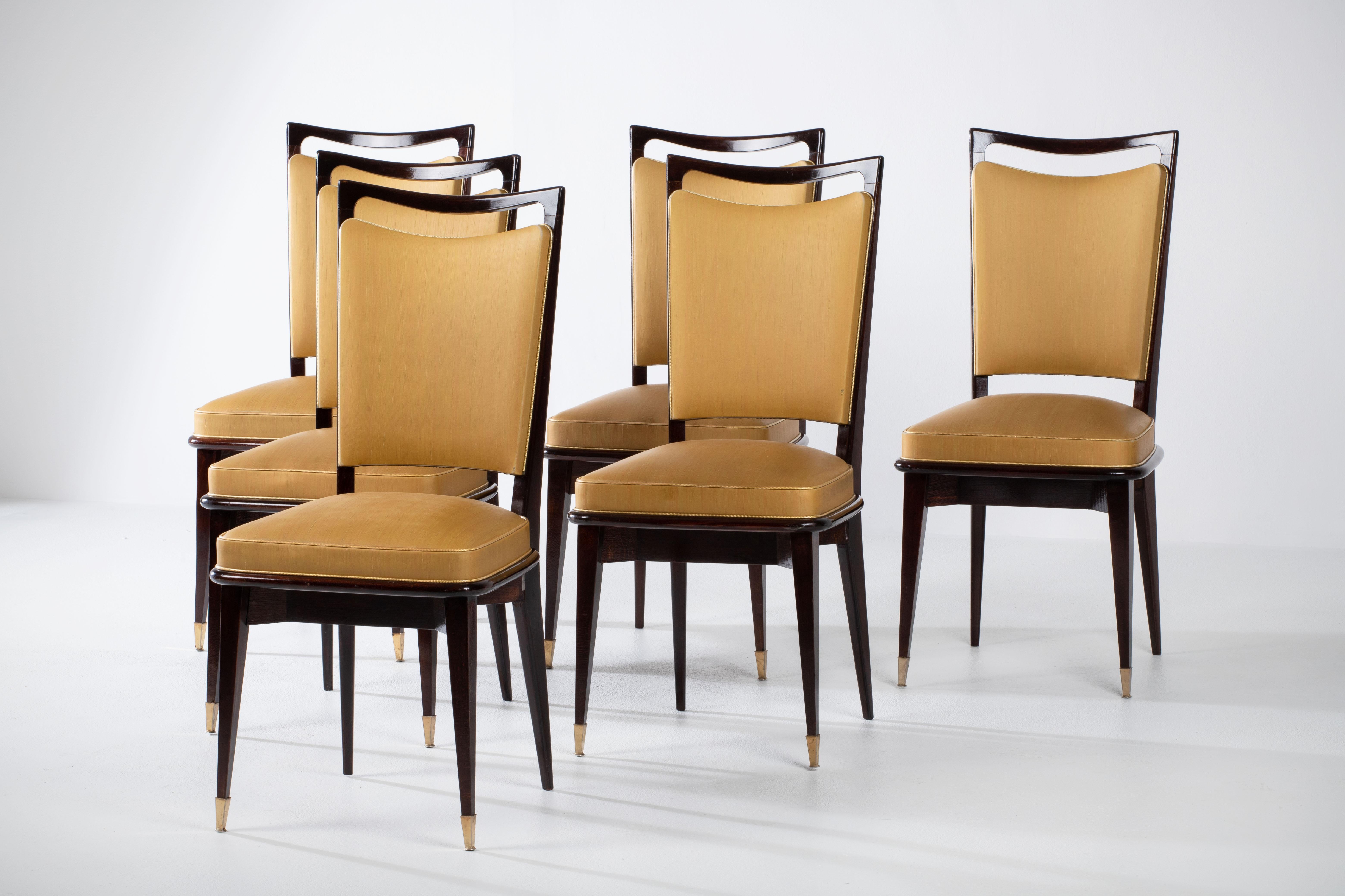 italien Ensemble de 6 chaises Art déco, Italie, 1940 en vente