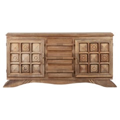A Composition of Sculptural Authority: French Art Deco Brutalist Credenza