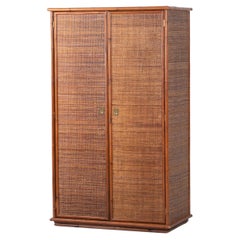 Bamboo/Rattan and Brass Wardrobe by Dal Vera, Italy, 1970s