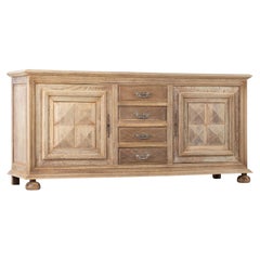 Solid Oak Credenza with Graphic Details, France
