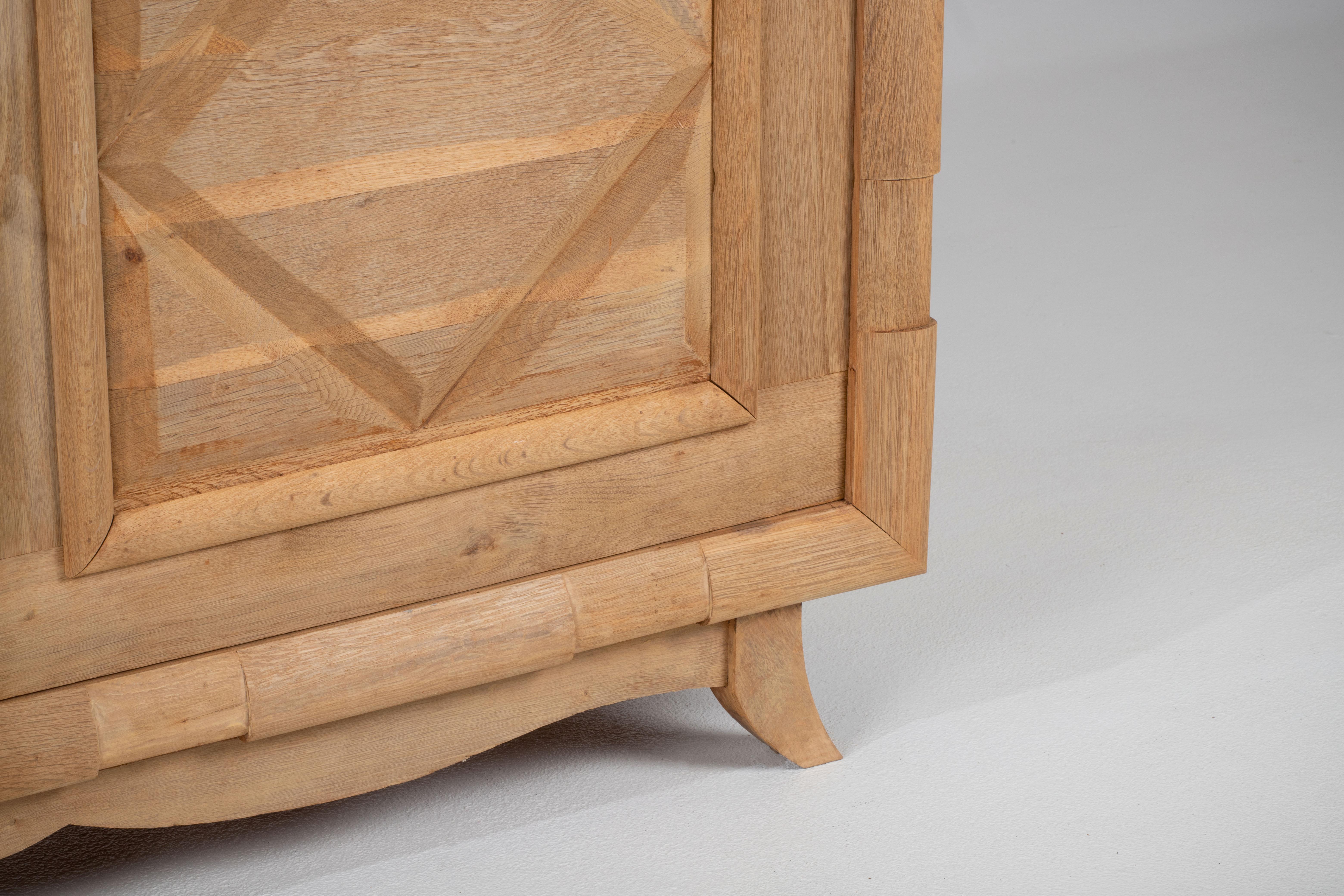 A Composition of Restrained Geometry: French Oak Credenza, 1940s For Sale 5
