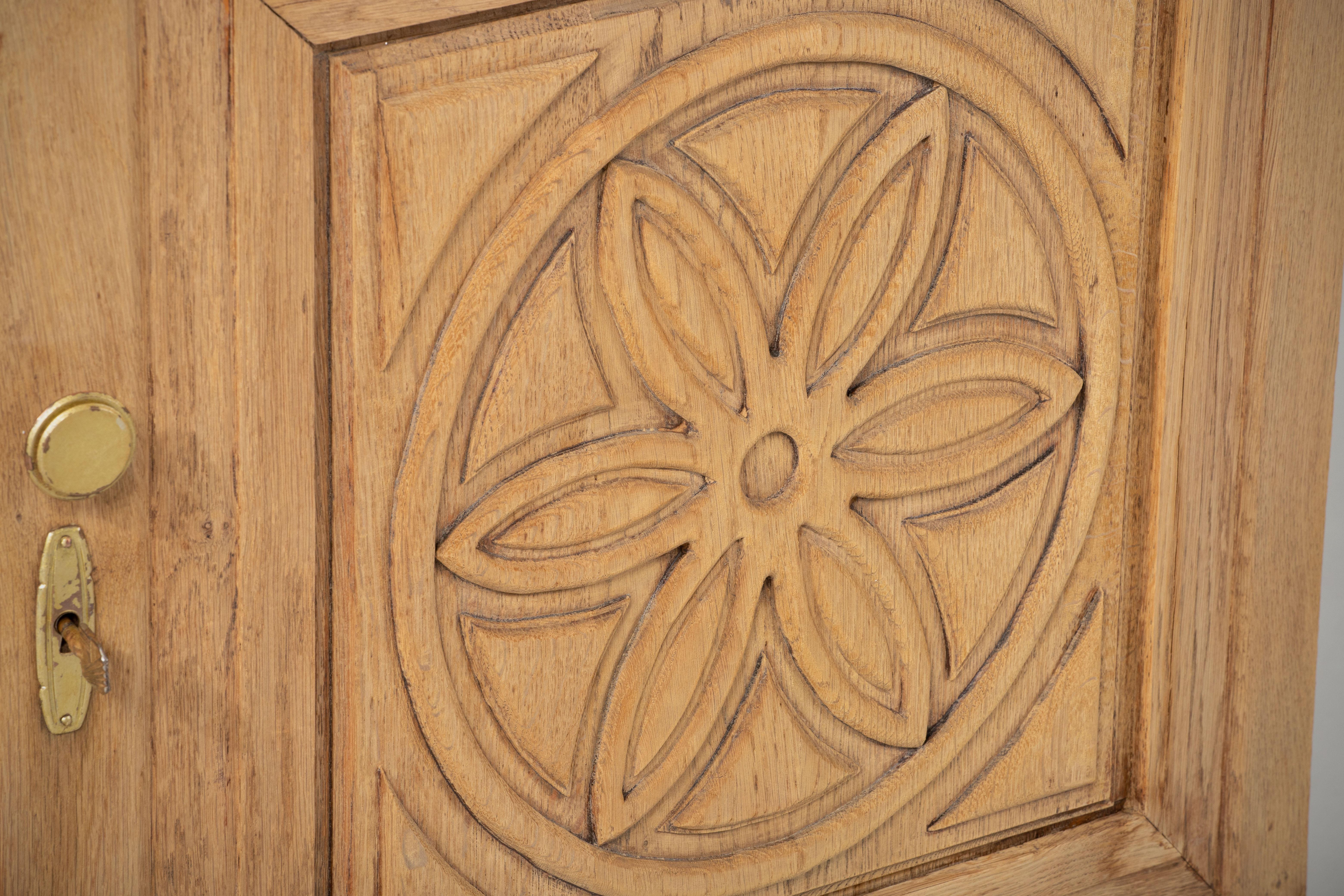 A Composition of Rural Geometry: Breton Sideboard in Solid Oak, Normandy For Sale 2