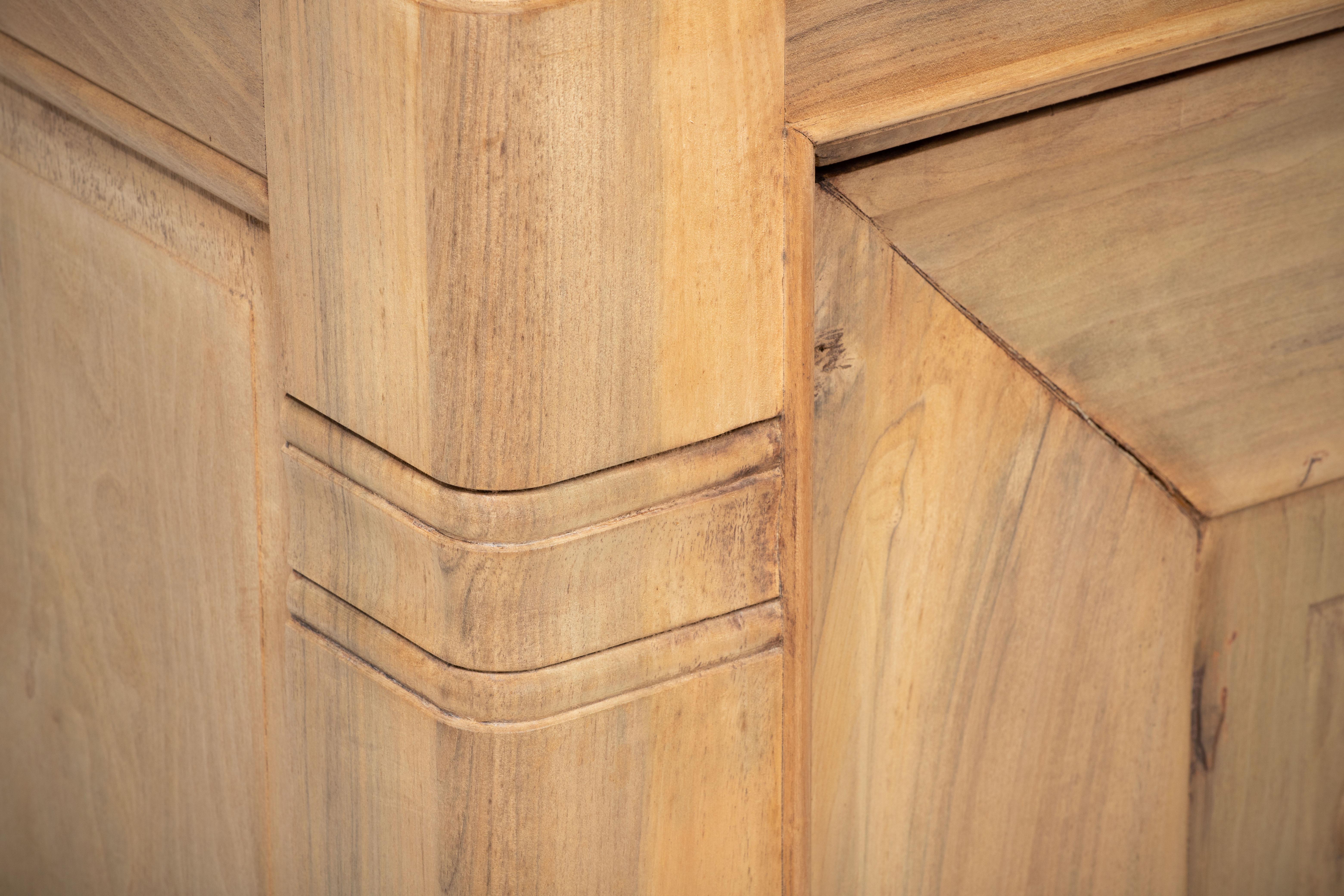Oak A Composition of Stoic Geometry: French Art Deco Brutalist Sideboard, 1940s For Sale