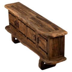 Brutalist Four-Door Sideboard in Solid Olive Wood France