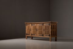 Buffet en chêne blond, fer forgé, Espagne, années 1950