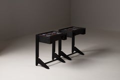 Guillerme e Chambron, coppia di comodini, rovere ebanizzato, Francia, anni ’60